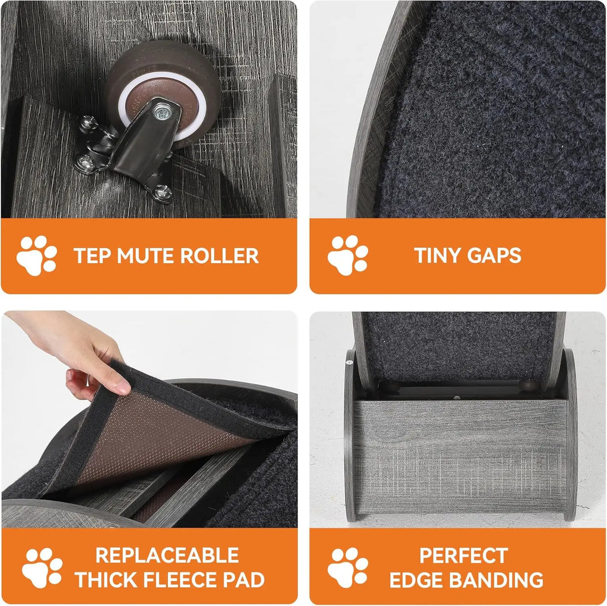 HiMISS Wooden Cat Exercise Wheel with Sisal Scratching Surface