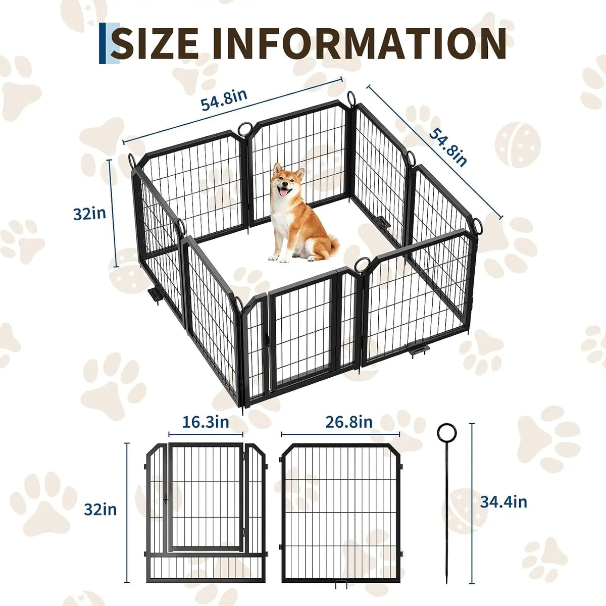 Garvee Metal Puppy Playpen With Secure Door For Indoor Outdoor Use