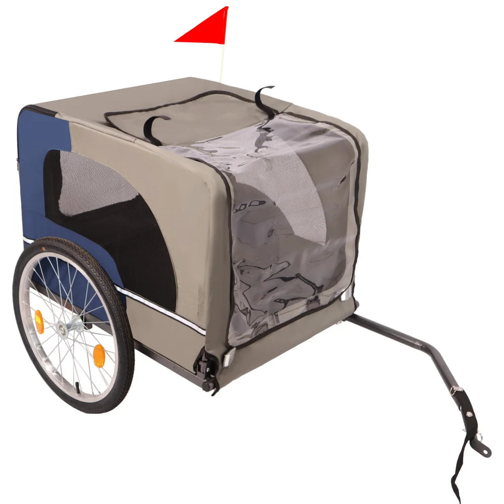 Foldable Dog Bike Trailer with Waterproof Canopy and Mesh Windows