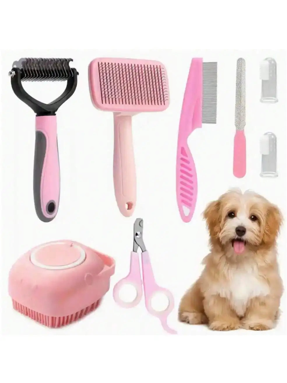 Premium Pet Grooming Kit With Nail Clippers Comb And Brushes