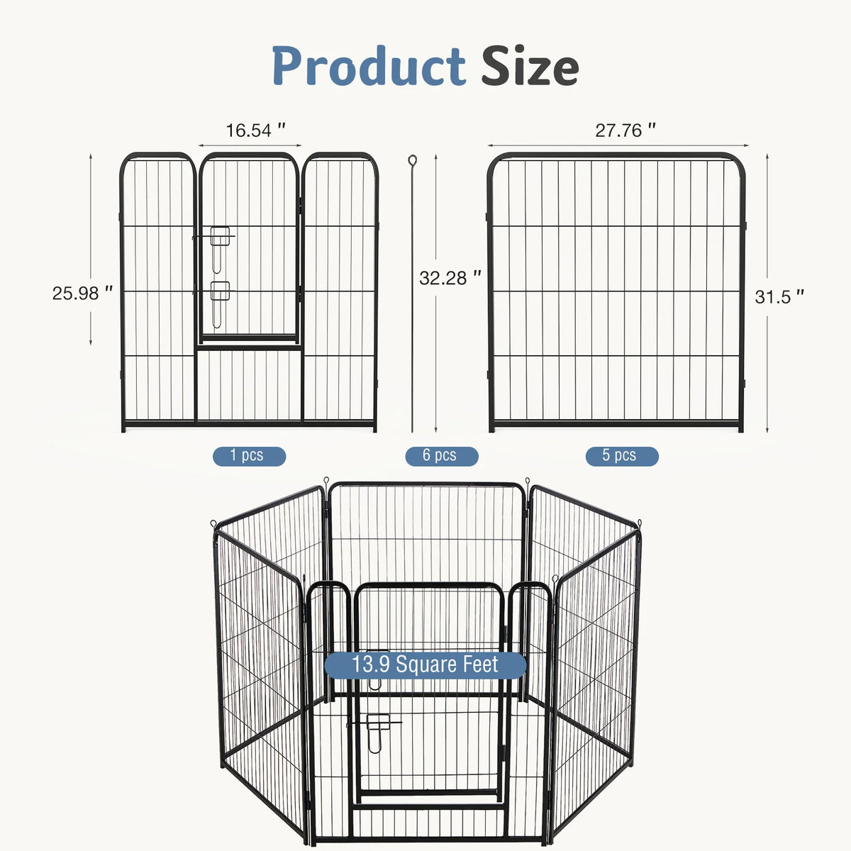 JHK Foldable Metal Dog Playpen For Indoor Outdoor Exercise