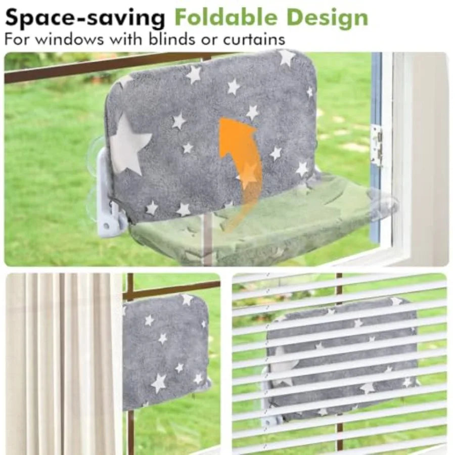 Foldable Cat Window Perch Hammock Bed With Sturdy Metal Frame