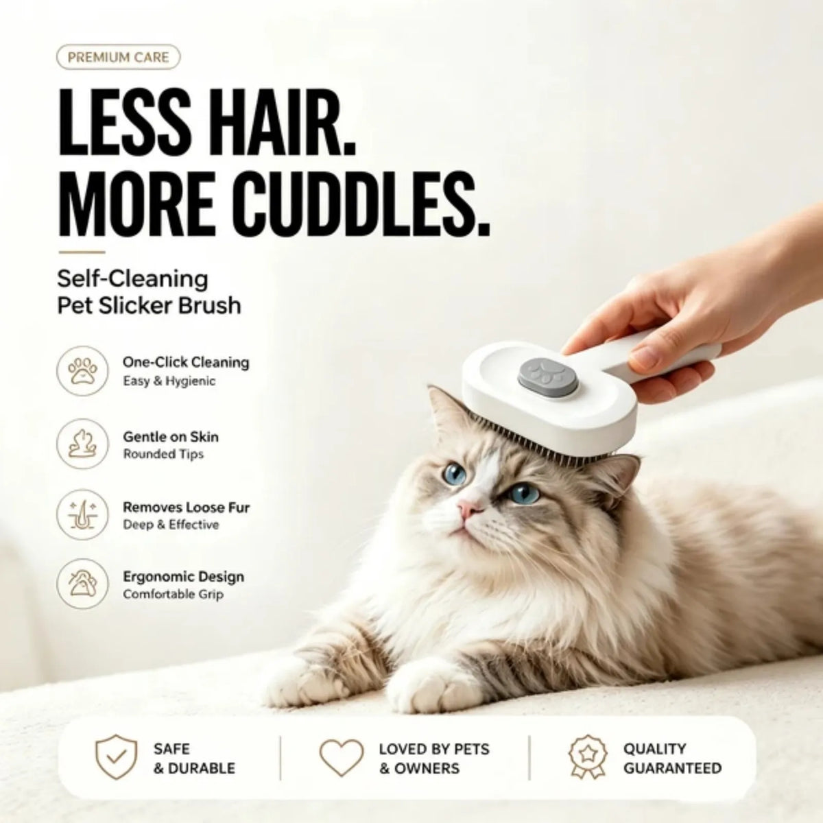 Self Cleaning Slicker Brush For Cats One Click Deshedding Tool
