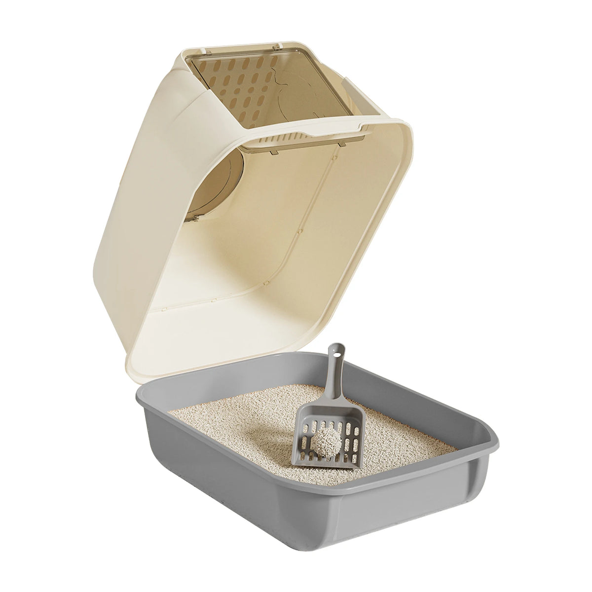 Double Door Litter Box with Dual Entry for Multi Cat Homes