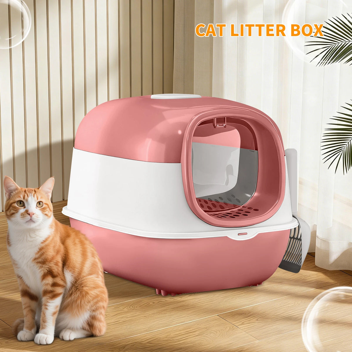 Switchable Open or Enclosed Cat Litter Box with Splash Guard