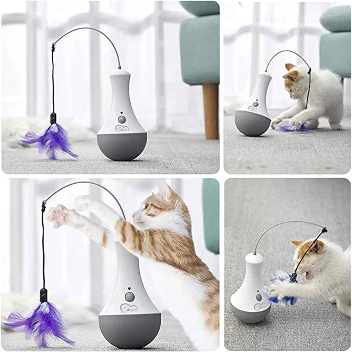 DOEL Cat Interactive Toys Funny Feather Kitten Teaser Indoor Play Automatic Toy Gift Cat Feather Toy