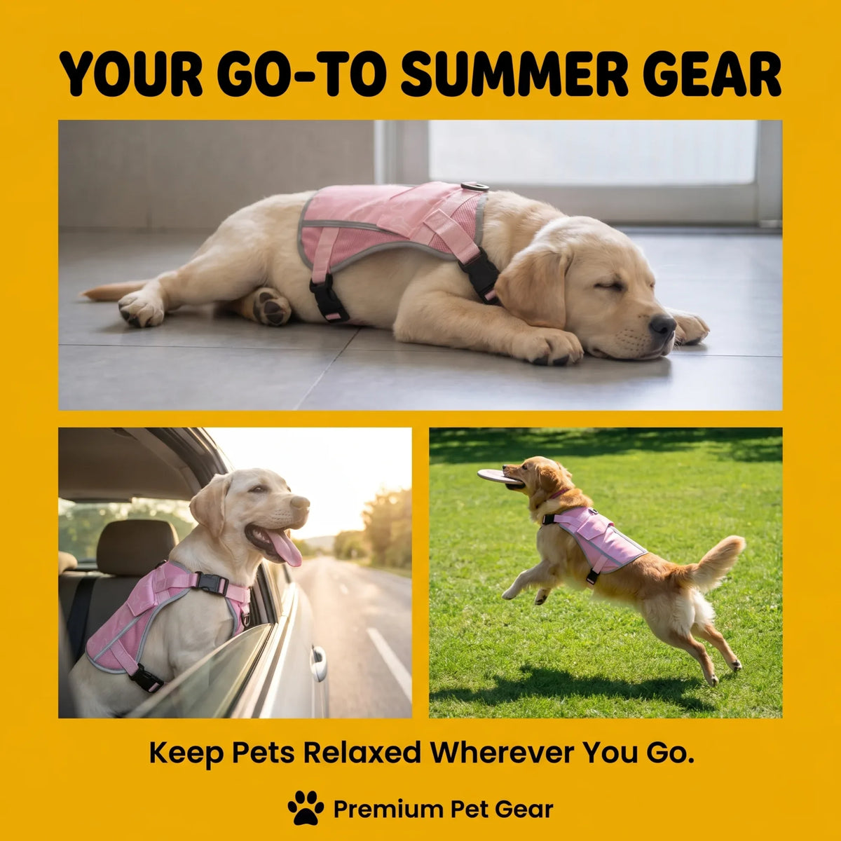 Dog Cooling Vest Harness Jacket With Freezer Cooling Packs