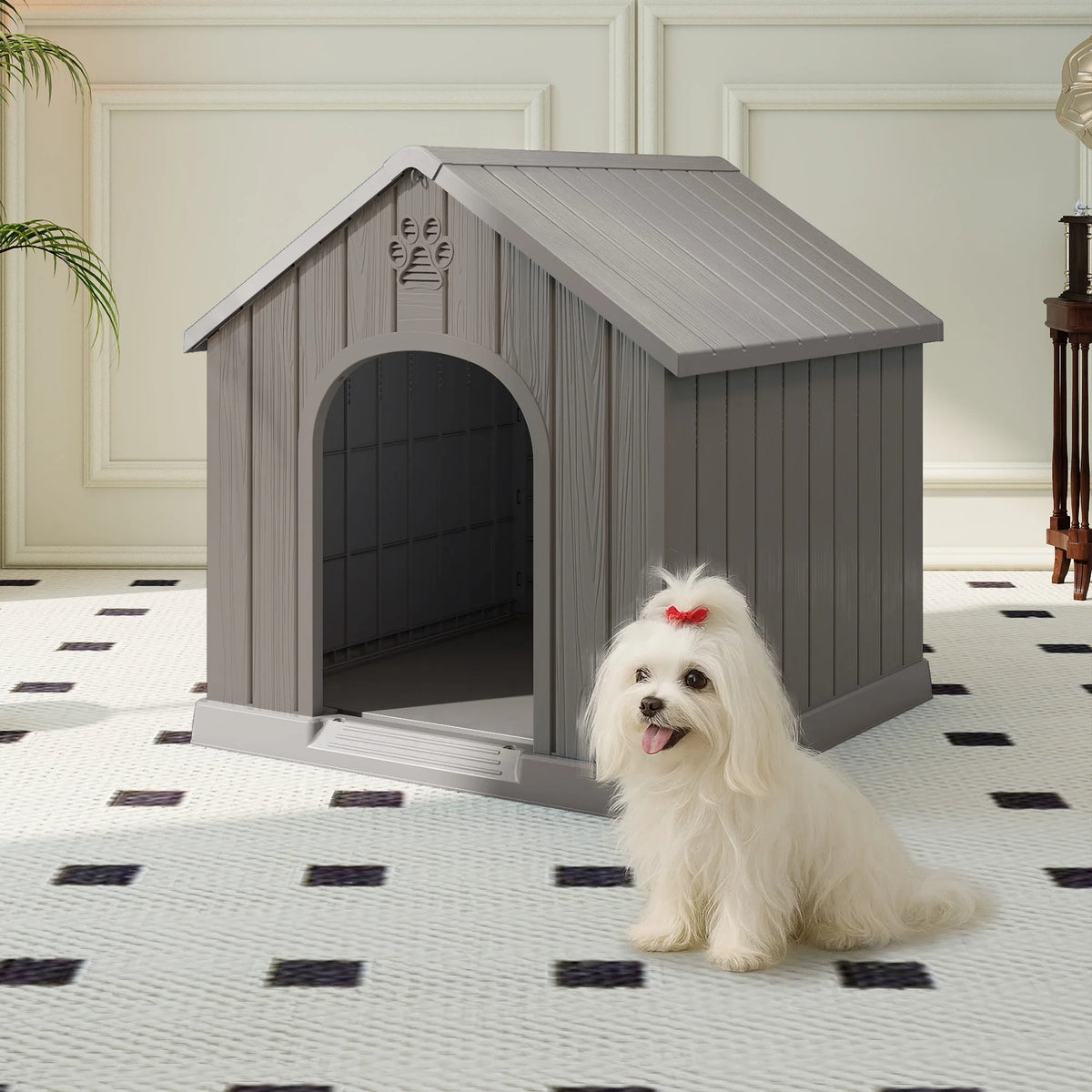 Outdoor Waterproof Plastic Dog House With Ventilated Kennel Design