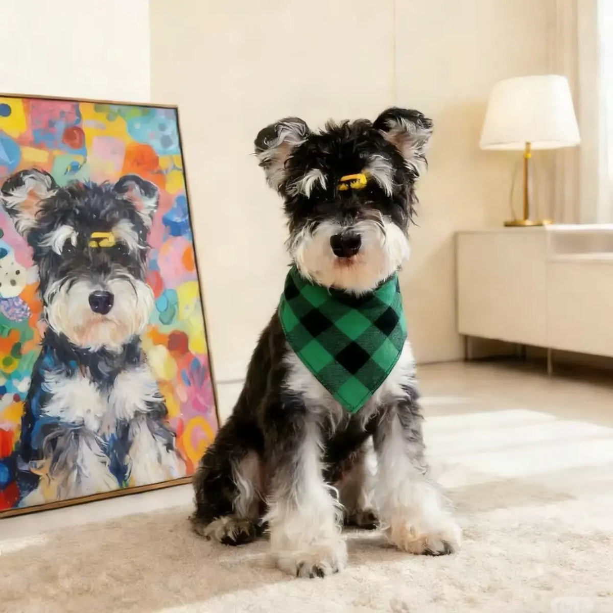 Soft Washable Plaid Pet Scarf Set for Dogs and Cats