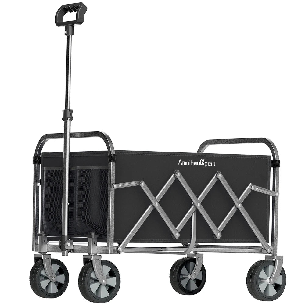 Collapsible Utility Wagon With All Terrain Wheels And Adjustable Handle