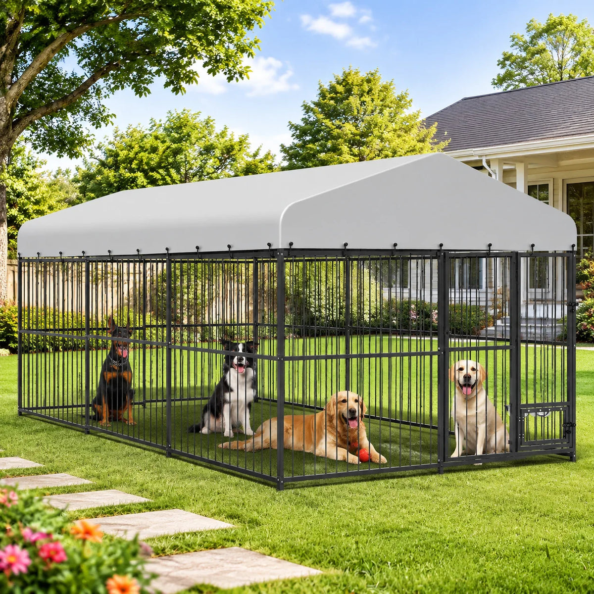 Heavy Duty Outdoor Dog Kennel With Secure Walk In Run