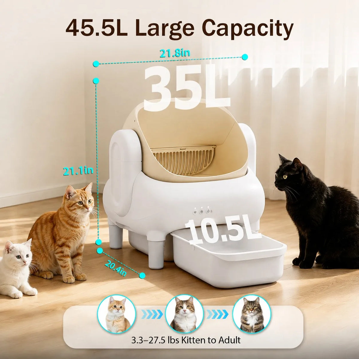 Smart Self Cleaning Cat Litter Box With WiFi App Control