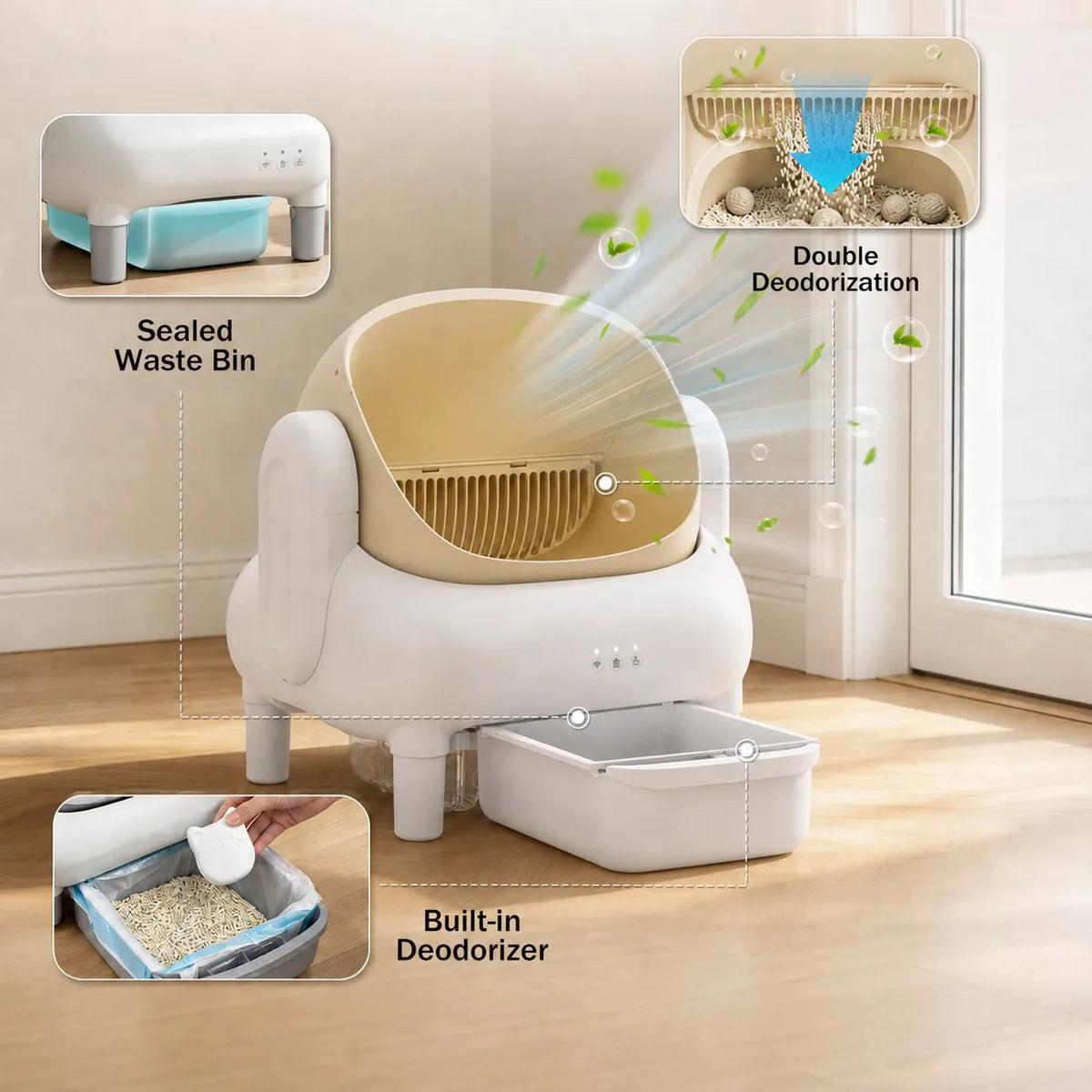 Smart Self Cleaning Cat Litter Box With WiFi App Control