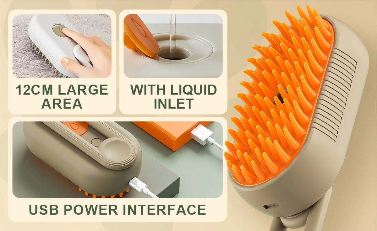 Pet Grooming Brush With Water Spray For Dogs And Cats