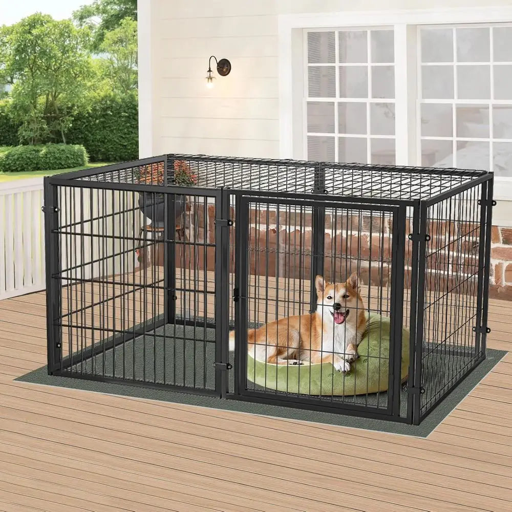 Large Dog Crate – 59 Inch Metal Kennel or Medium and Small Dogs, Sae Indoor & Outdoor XL Big Puppy Cage, Pet Playpen Yard, Dog e