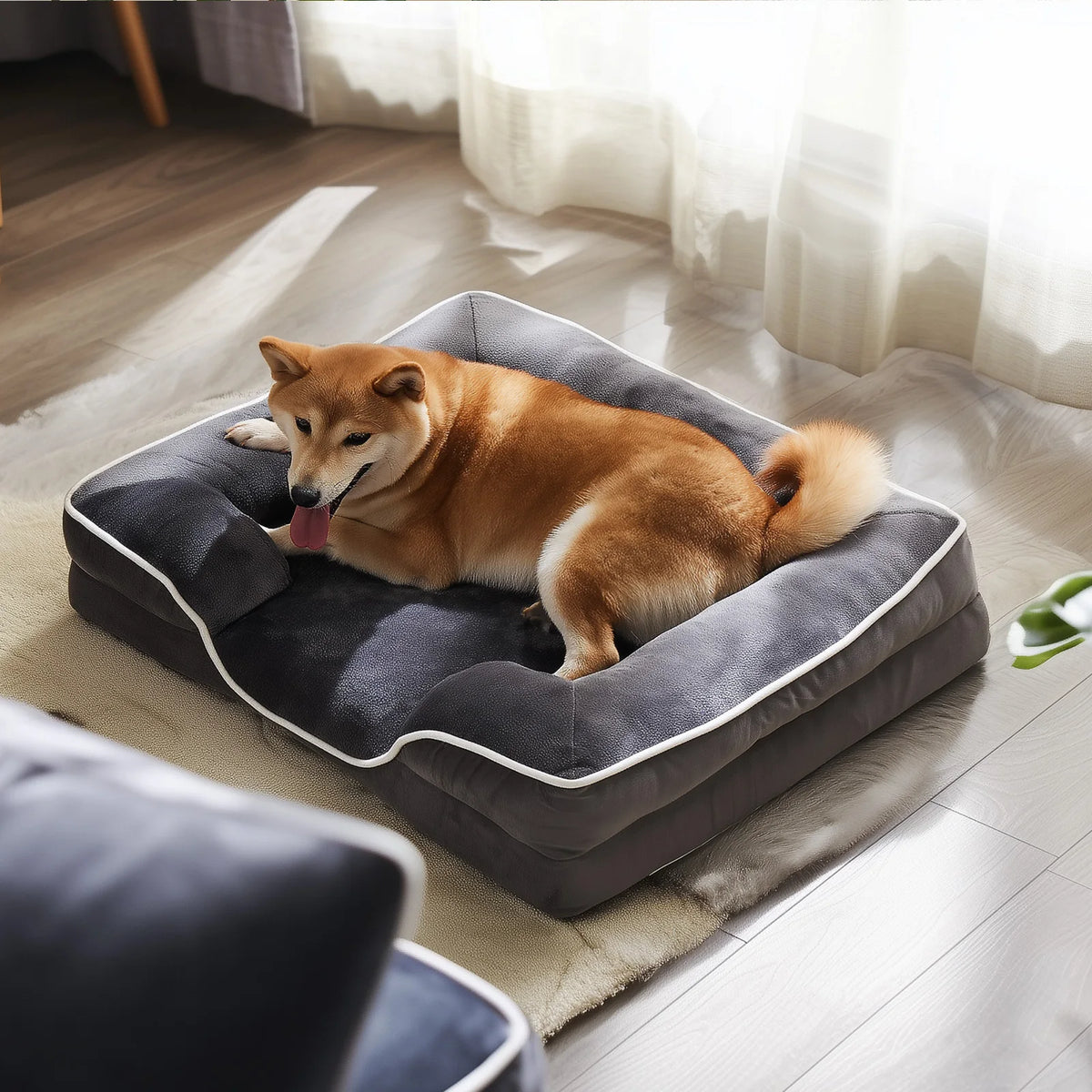 MCQ Orthopedic Memory Foam Dog Bed With Washable Waterproof Cover