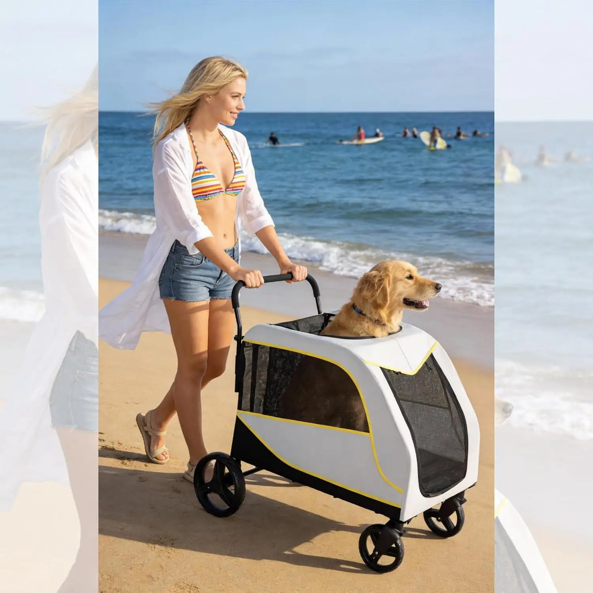 Easy Fold Pet Stroller Featuring Dual Entry All Terrain Wheels
