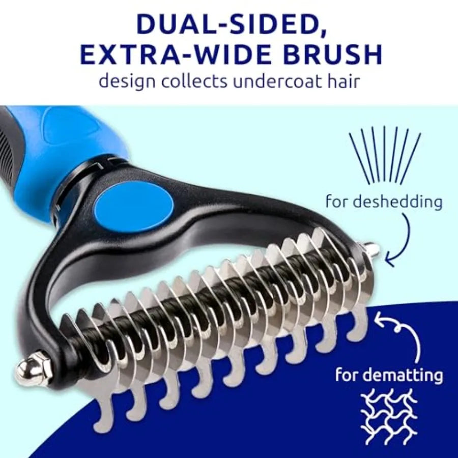 Gentle Double Sided Deshedding Brush for Cats and Dogs