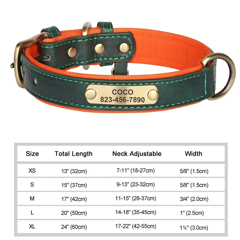 COOYOMOO Personalized Leather ID Nameplate Dog Collar With Engraving