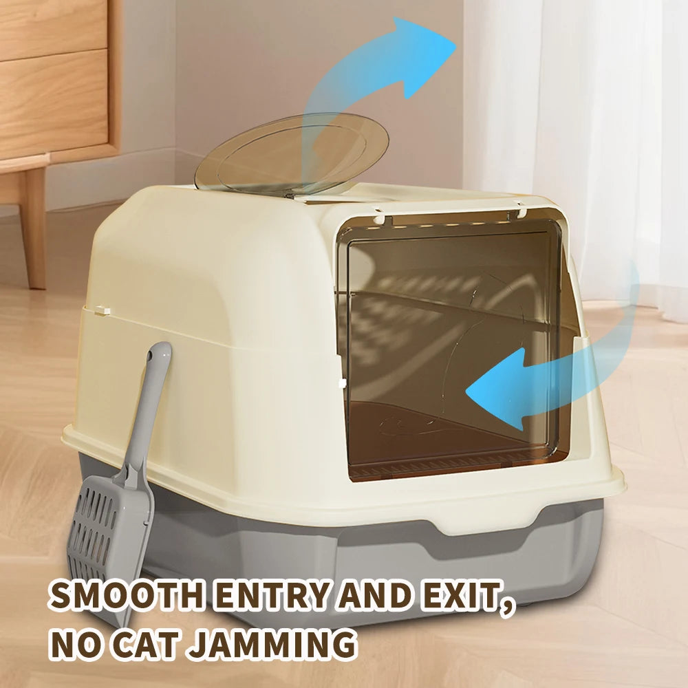 Double Door Litter Box with Dual Entry for Multi Cat Homes