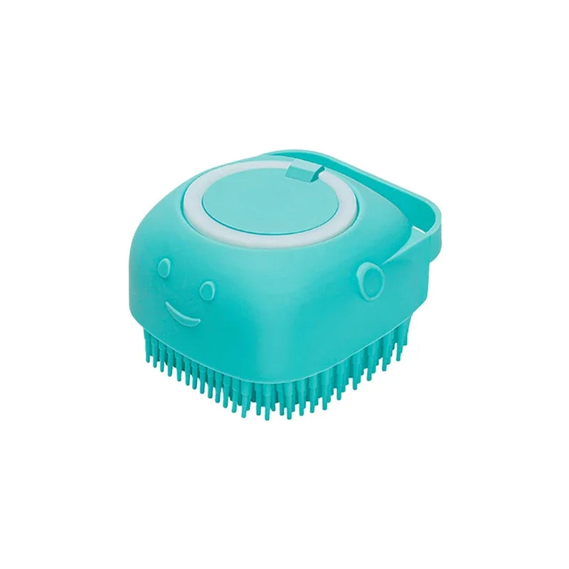 Silicone Bath Brush With Shampoo Dispenser For Dogs And Cats