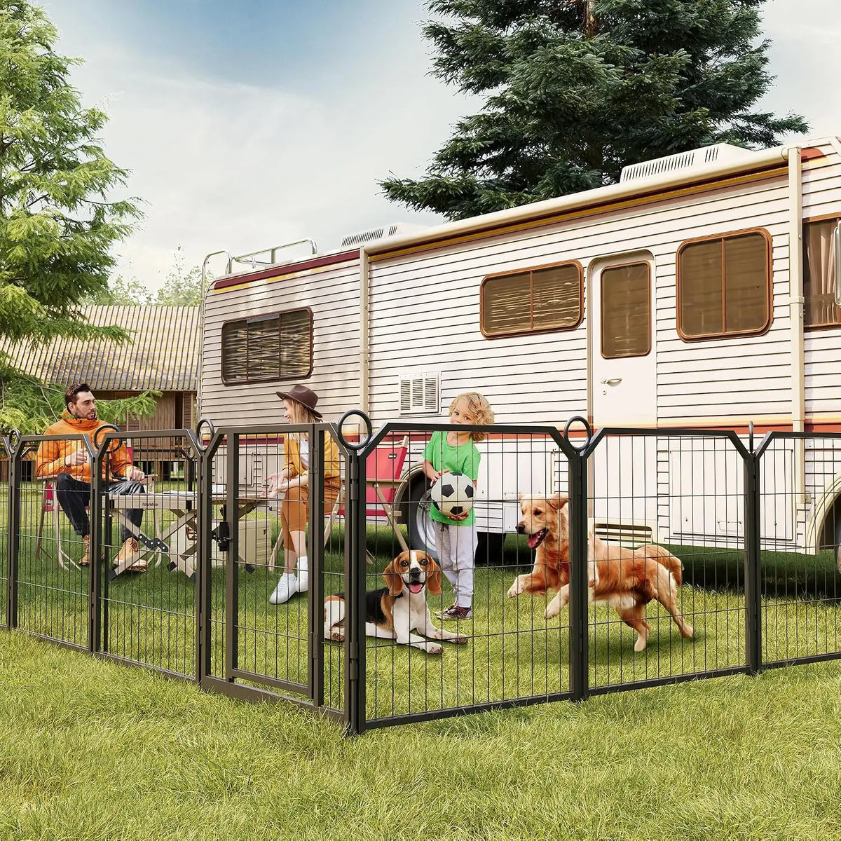 Garvee Metal Puppy Playpen With Secure Door For Indoor Outdoor Use