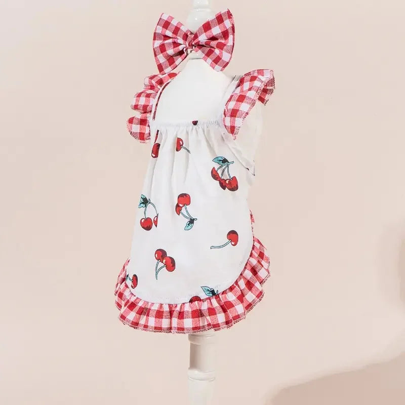 Plaid Pet Princess Dress with Bow for Dogs and Cats