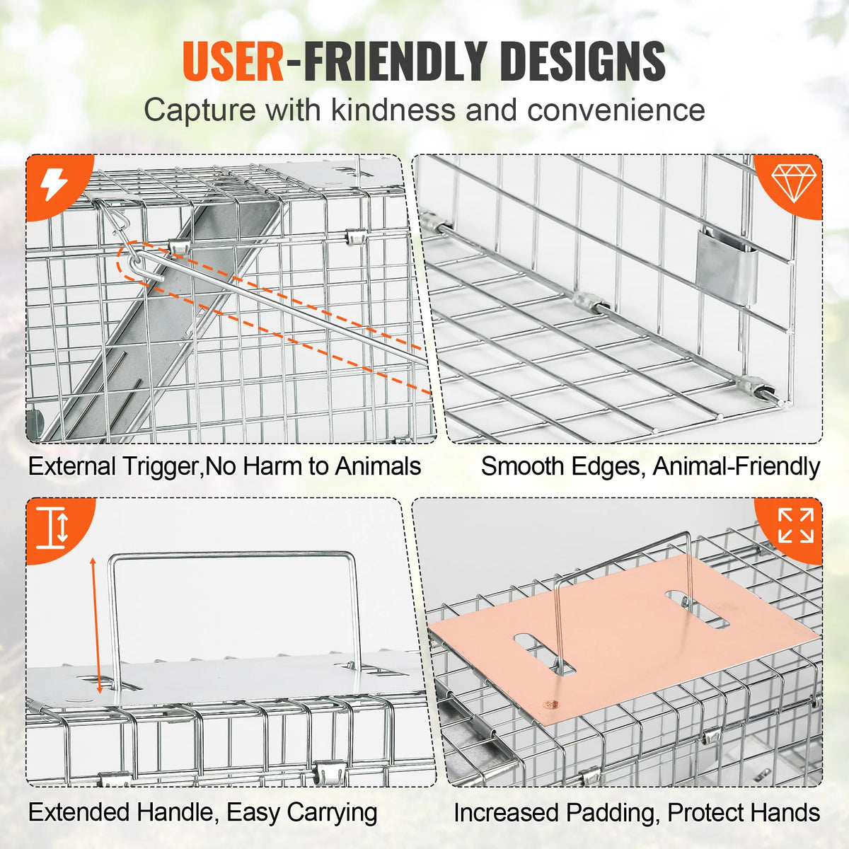 SucceBuy Humane Live Animal Trap Cage for Cats and Wildlife Control