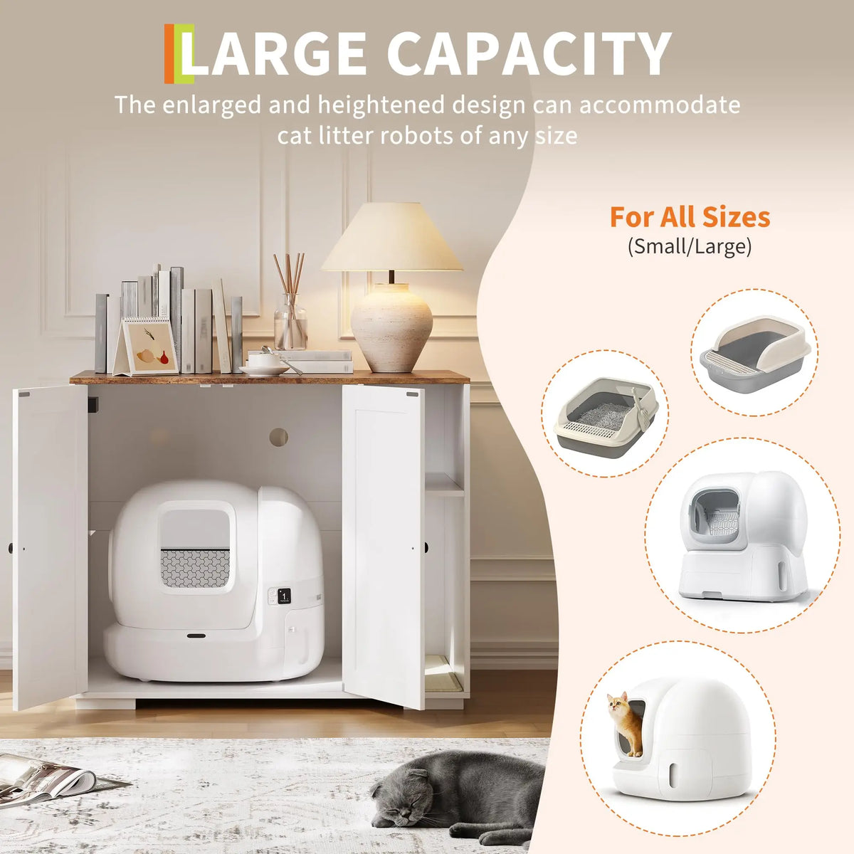 HiMISS Cat Litter Robot Enclosure With Shelf And Power Outlet
