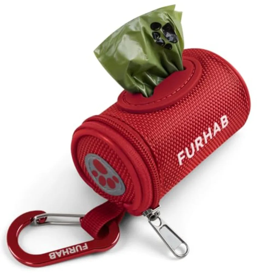 Dog Poop Bag Holder With Carabiner Clip And Nylon Dispenser