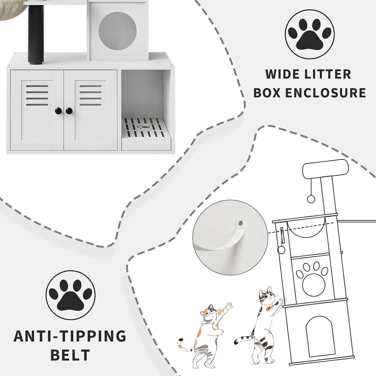 Garvee Indoor Cat Tree Tower With Private Litter Cabinet