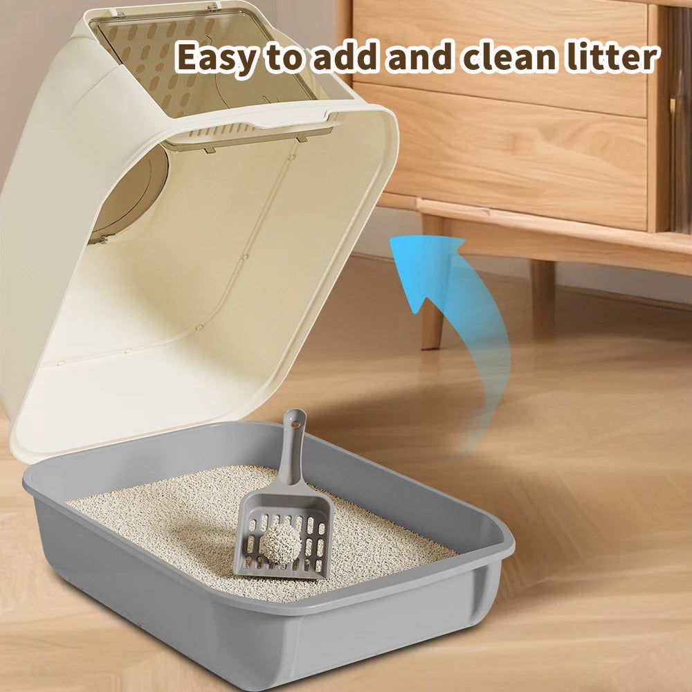 Double Door Litter Box with Dual Entry for Multi Cat Homes
