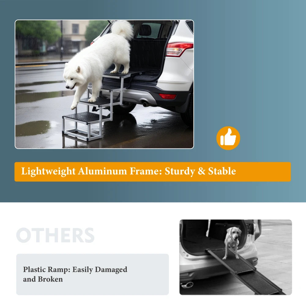 LISM Foldable Non Slip Dog Ramp for Cars SUVs and Trucks