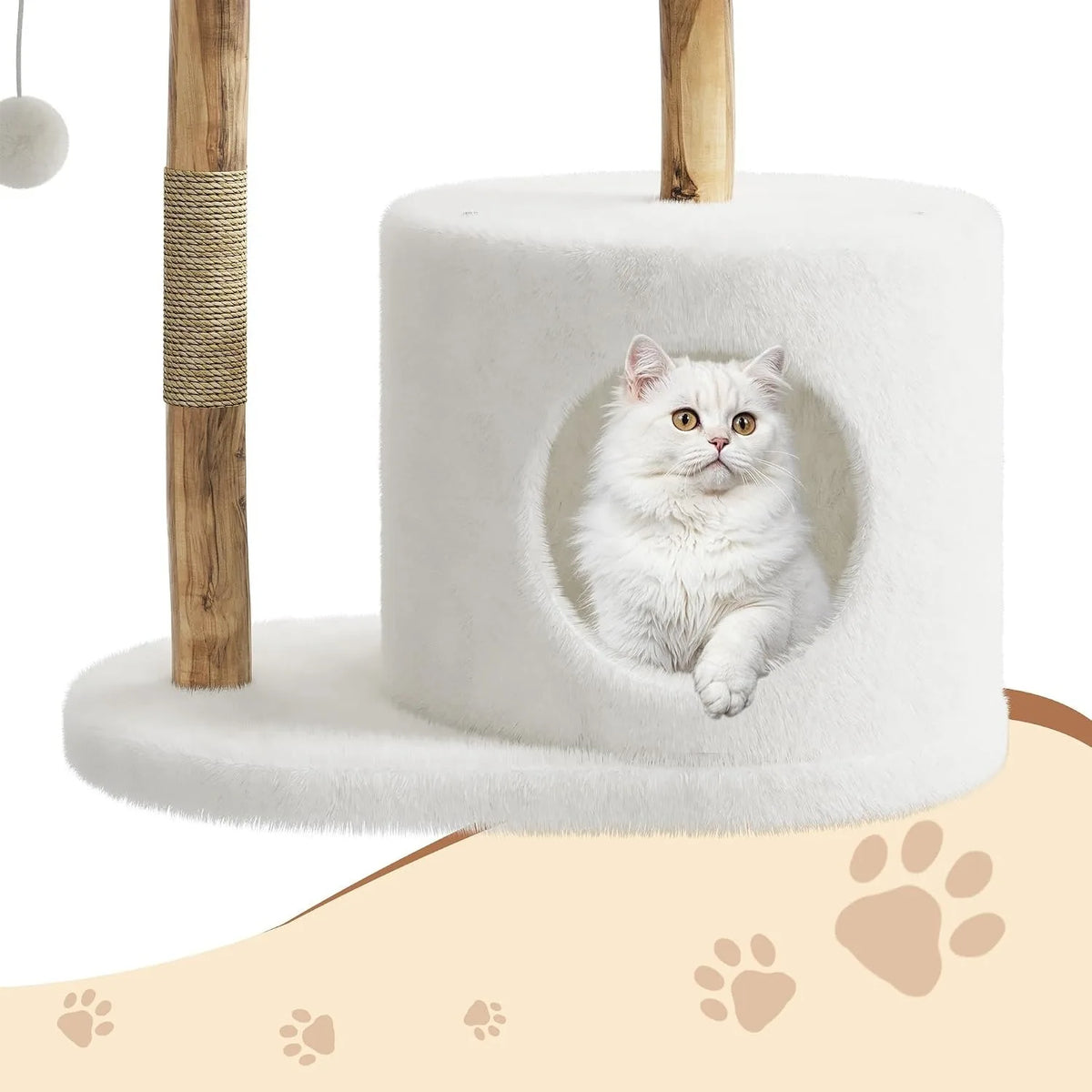Wooden Rattan Cat Tree Tower Multi Level Climbing Activity Center