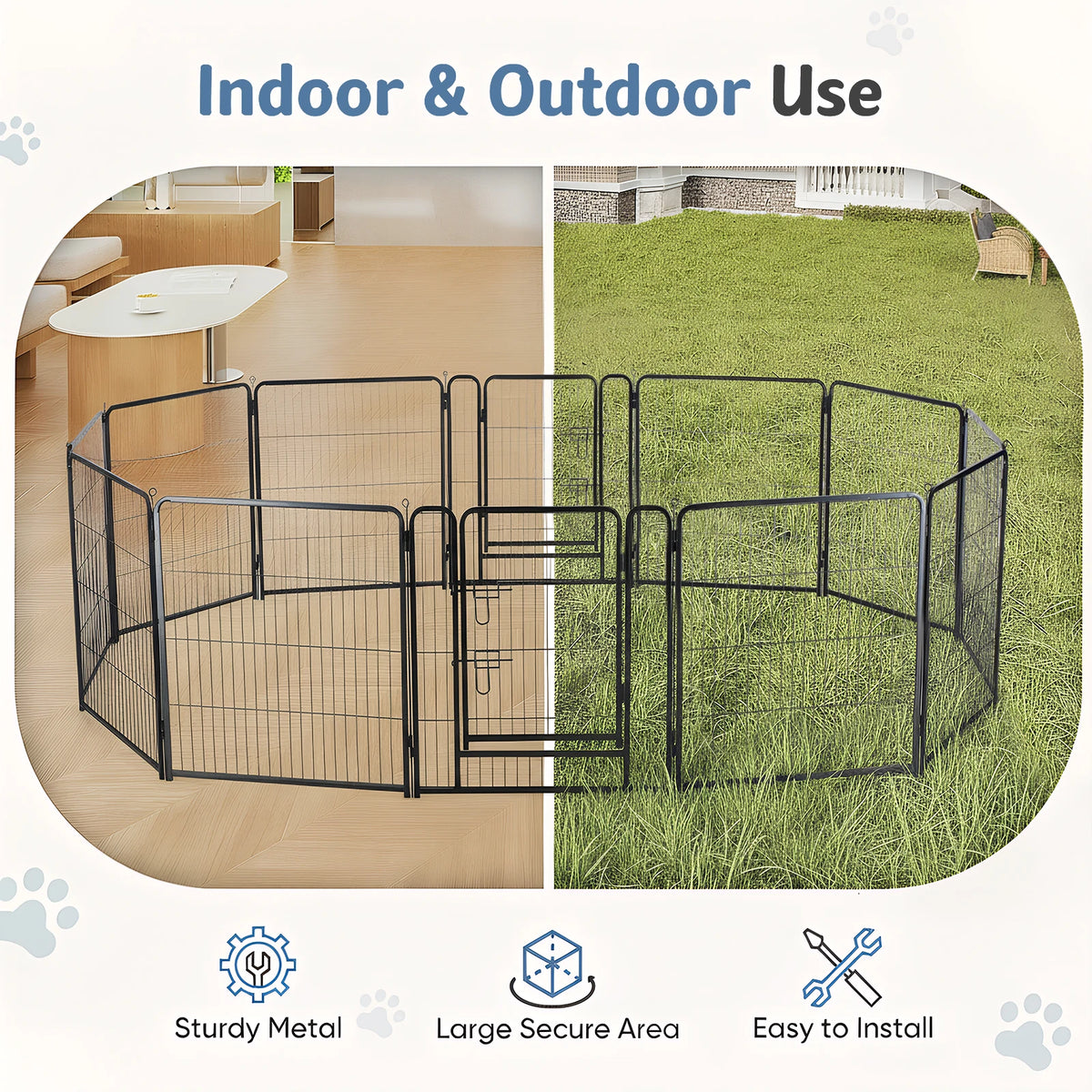 JHK Metal 12 Panels Dog Playpen Pet Fence 24 Inch to 40 Inch Foldable Large Dog Puppy Exercise for Yard Gate Camping Outdoor