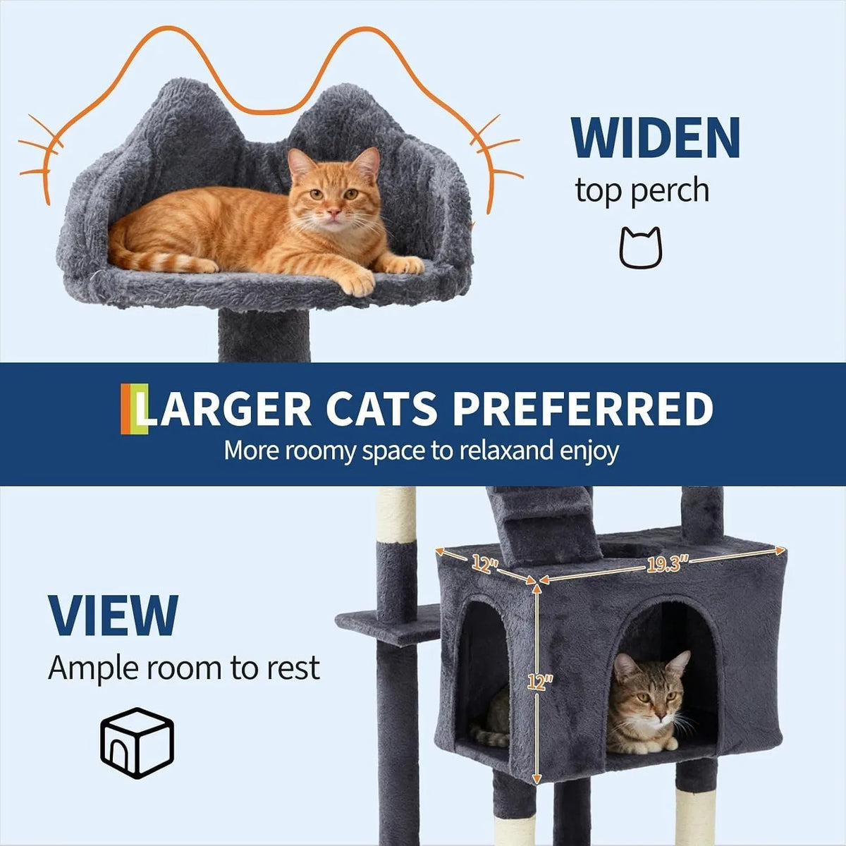 Multi Level Cat Tree Tower with Scratching Posts Condos Perches
