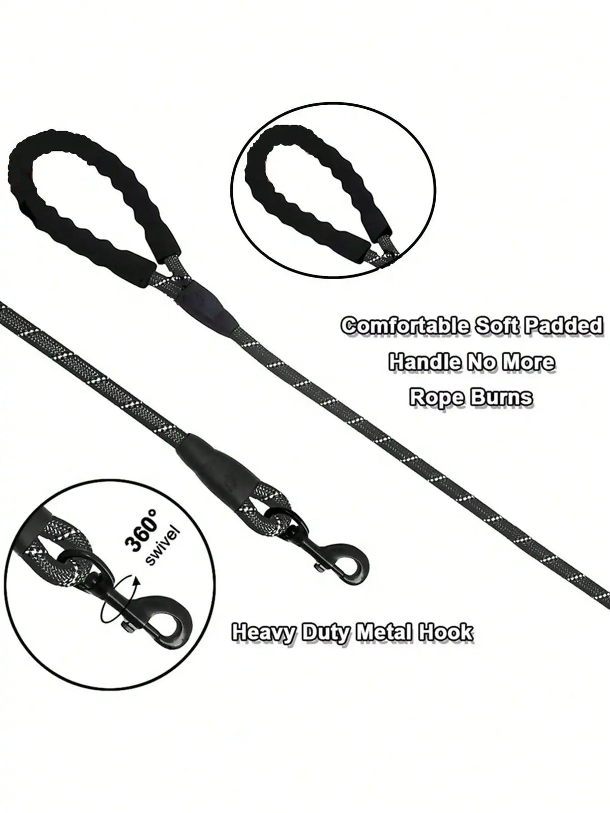 1pc New Color Pet Leash, Reflective Nylon Dog Leash, Explosion Proof Walking Rope, Foam Handle No Choking, Round Rope, Pink