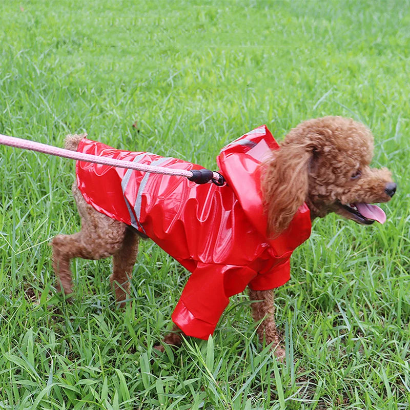 Waterproof Dog Raincoat With Hood Reflective Outdoor Pet Jacket