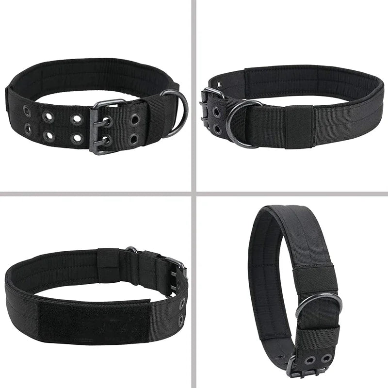 Wide Tactical Heavy Duty Nylon Large Dog Collar K9 Military With Metal Buckle