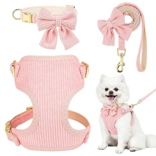 Dog Cotton Breathable Adjustable No Pull Harness And Leash Set For Daily Walks