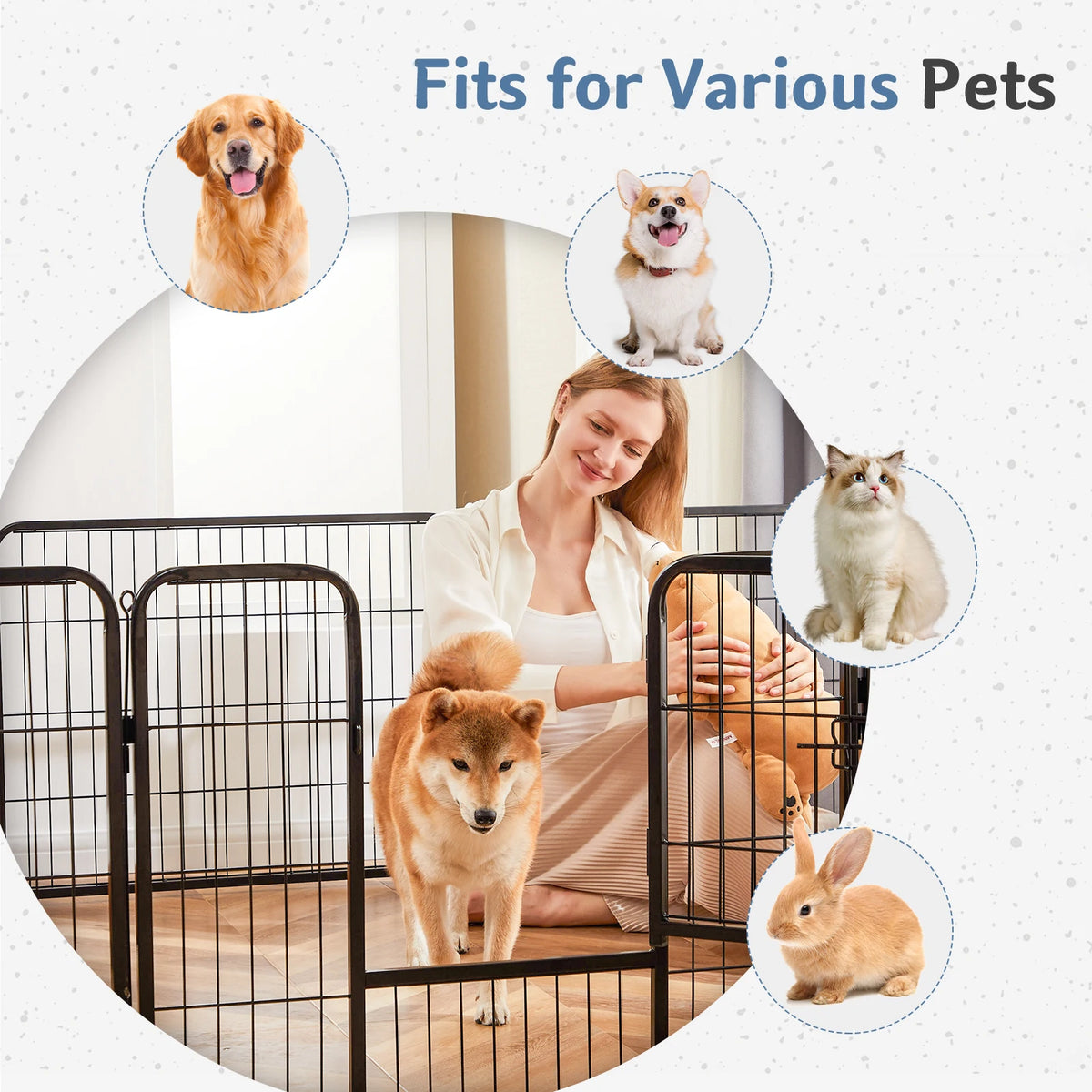 JHK Metal 12 Panels Dog Playpen Pet Fence 24 Inch to 40 Inch Foldable Large Dog Puppy Exercise for Yard Gate Camping Outdoor