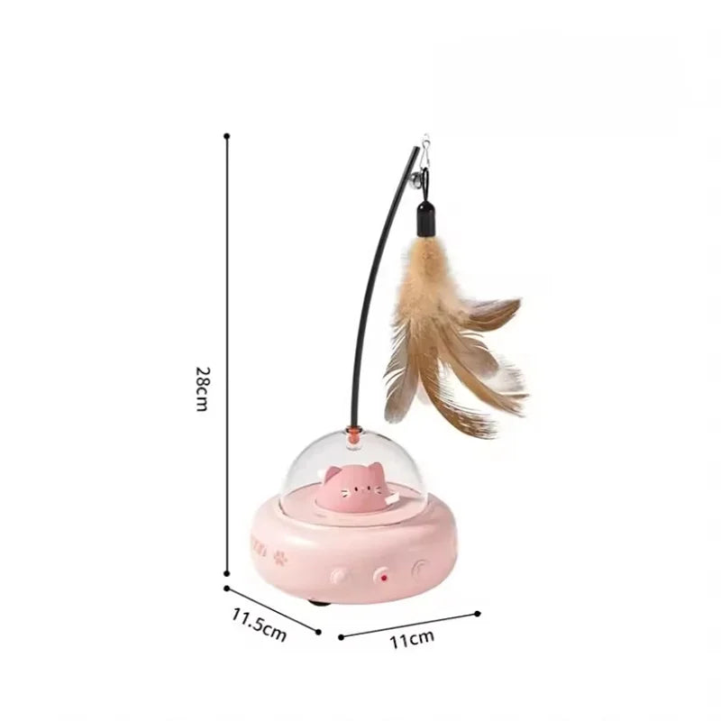 Automatic Electric Cat Teaser Toy With Laser And Feather