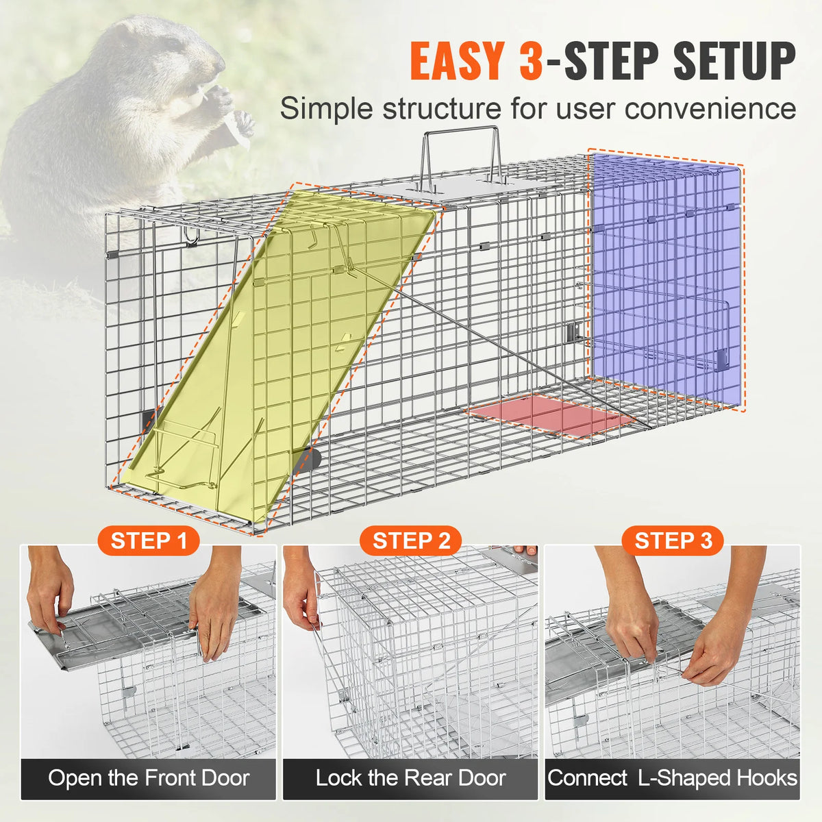 SucceBuy Humane Folding Cage Trap for Cats Rabbits and Squirrels