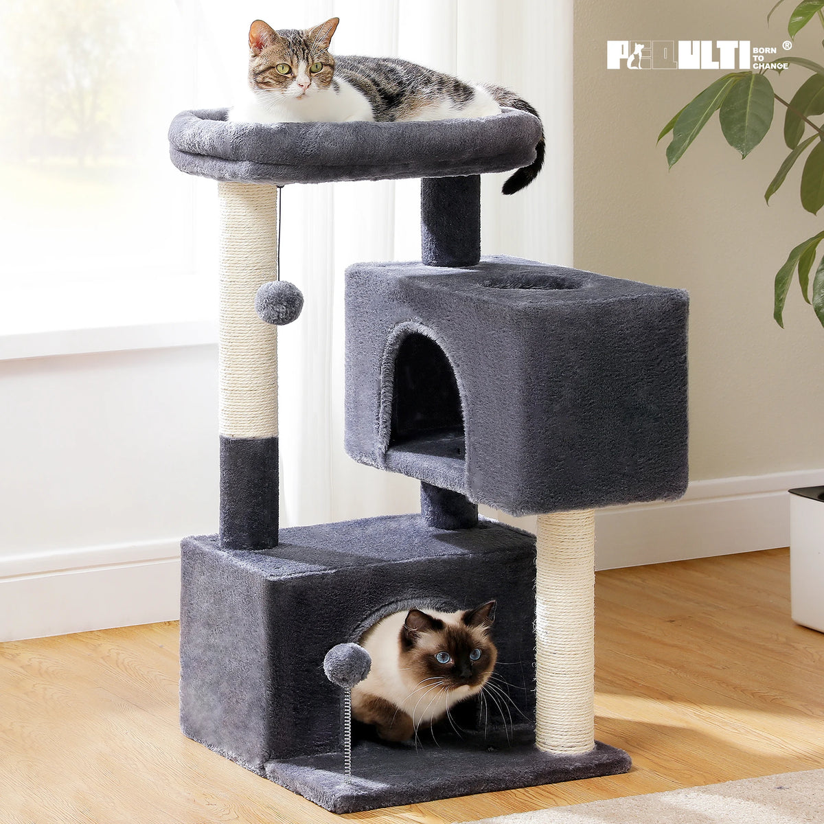 PAWZ Road Cat Tree With Condos And Sisal Scratch Pad