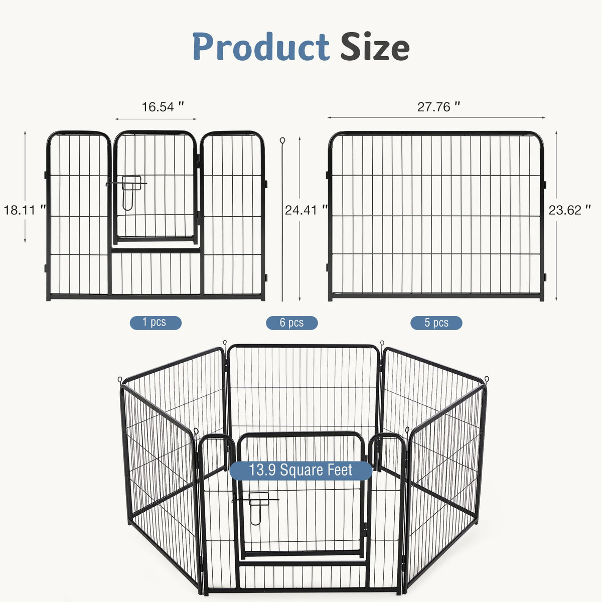 JHK Foldable Metal Dog Playpen For Indoor Outdoor Exercise