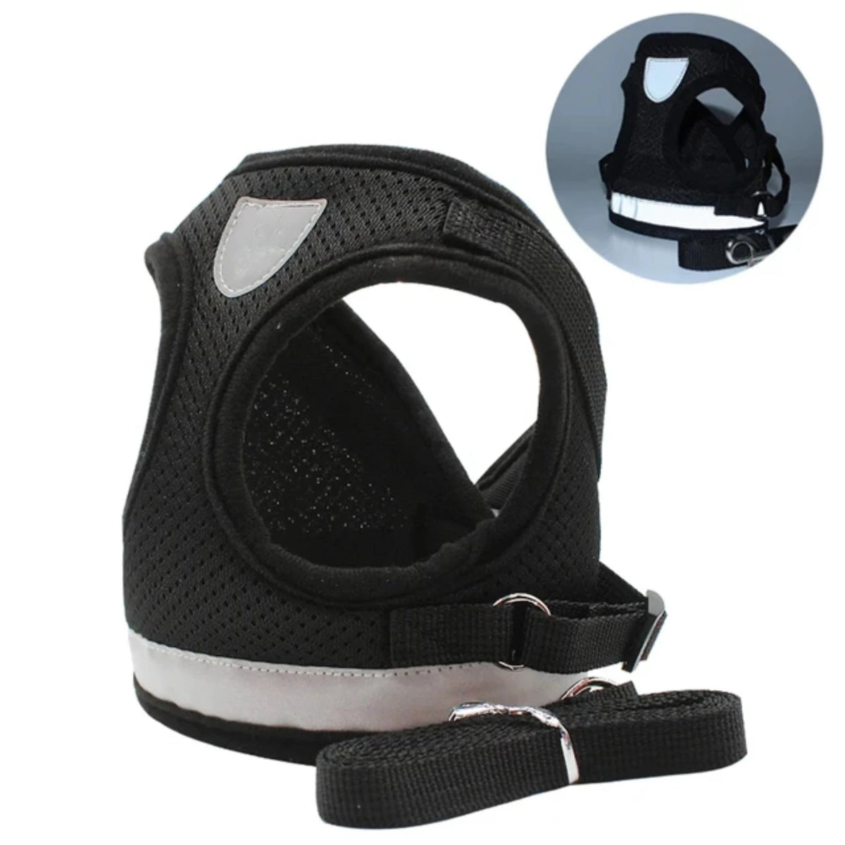 Pet Dog Cat Harness with Adjustable Leash Reflective Safety Mesh Chest Strap Collar  Small Medium Dogs Vest Set XS/S/M/L/XL