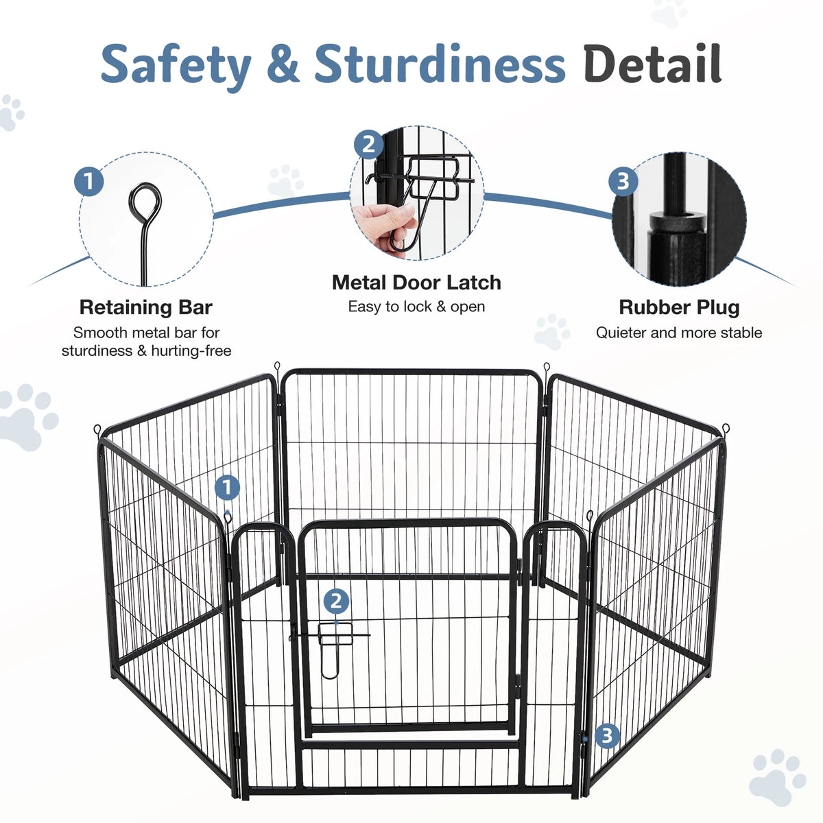 JHK Foldable Metal Dog Playpen For Indoor Outdoor Exercise