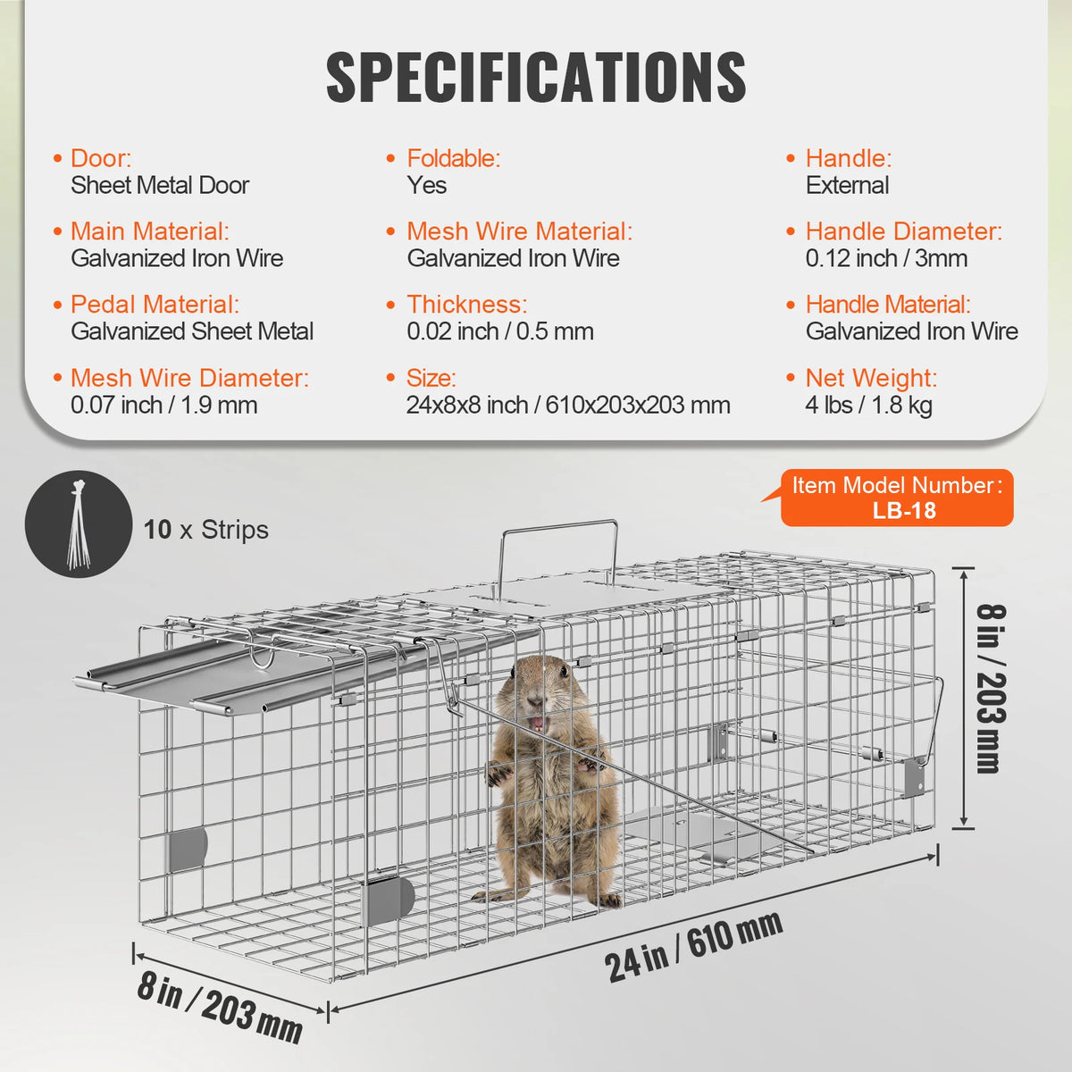 SucceBuy Humane Live Animal Trap Cage for Cats and Wildlife Control