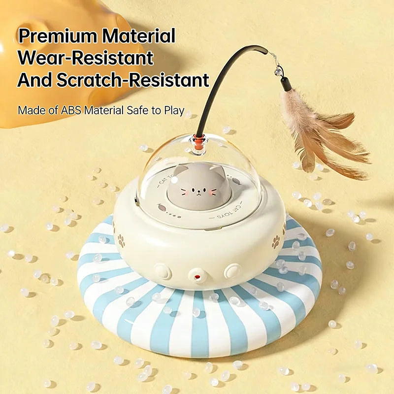 Automatic Electric Cat Teaser Toy With Laser And Feather