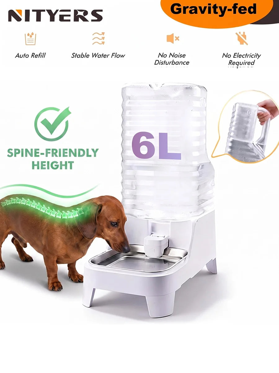 NITYERS Automatic Gravity Pet Water Dispenser With Stainless Steel Tray